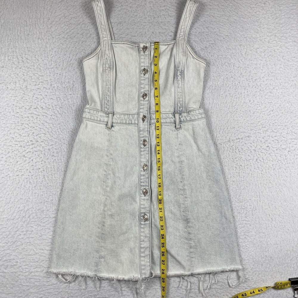 7 For All Mankind Dress Womens Large Denim Mini Frayed Hem‎ Sun Bleached Travel - Picture 5 of 11